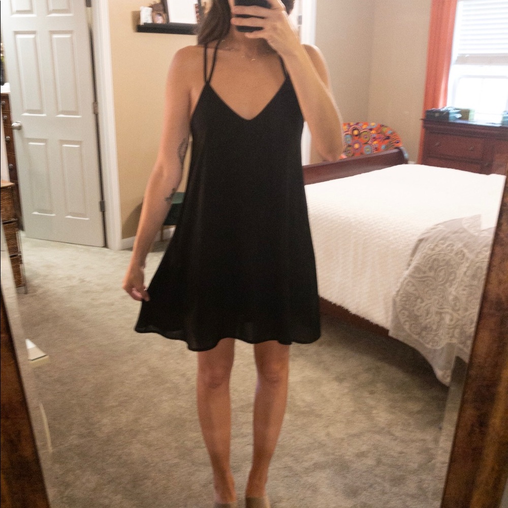 Black Strappy Swing Dress - Small